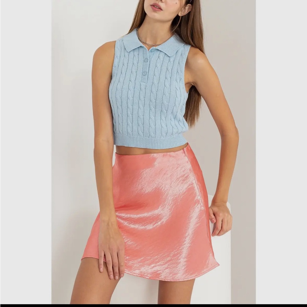 HYFVE Pink Satin Mini Skirt